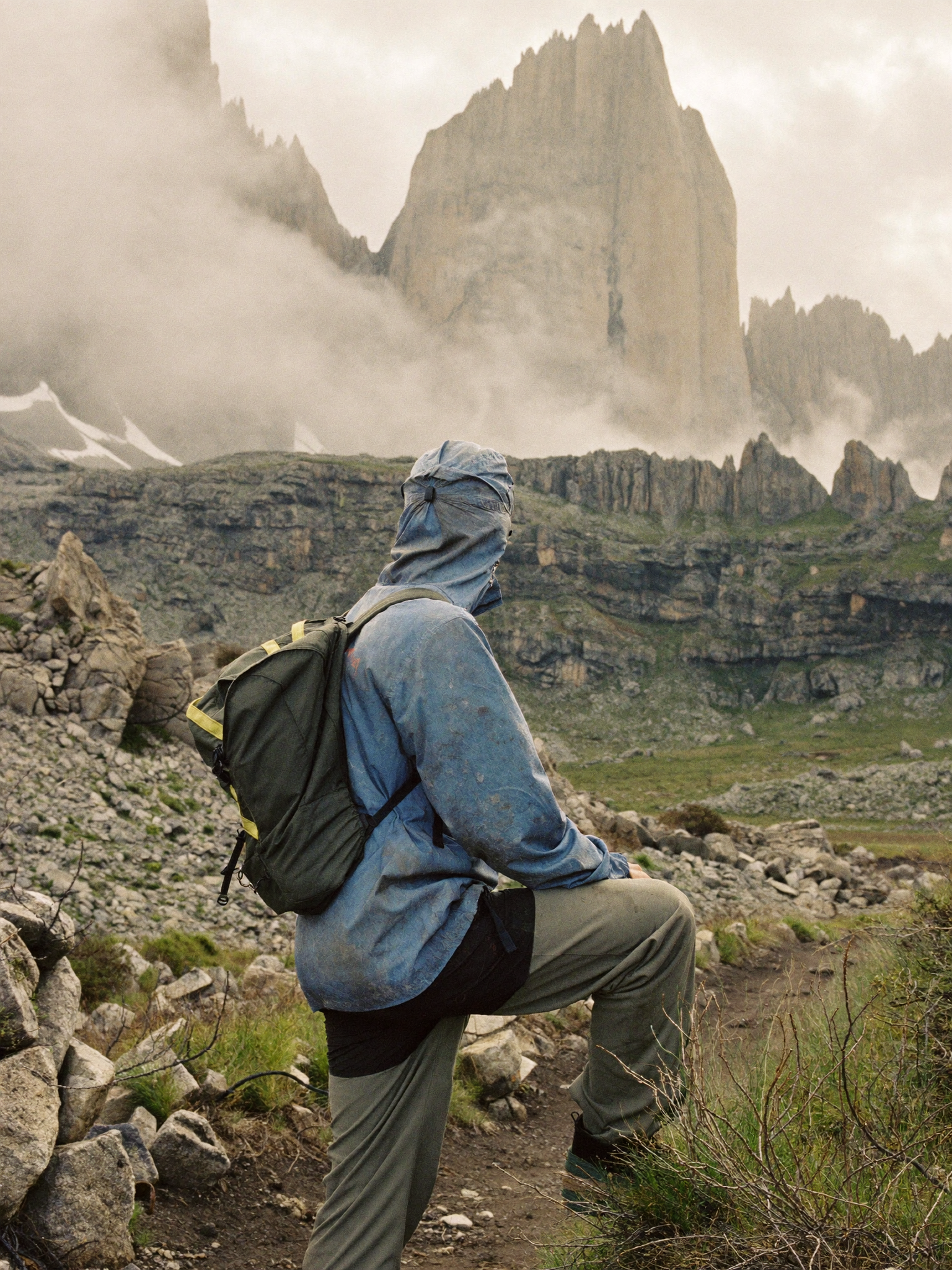 Illustrative concept of a hiker in Chilean Patagonia