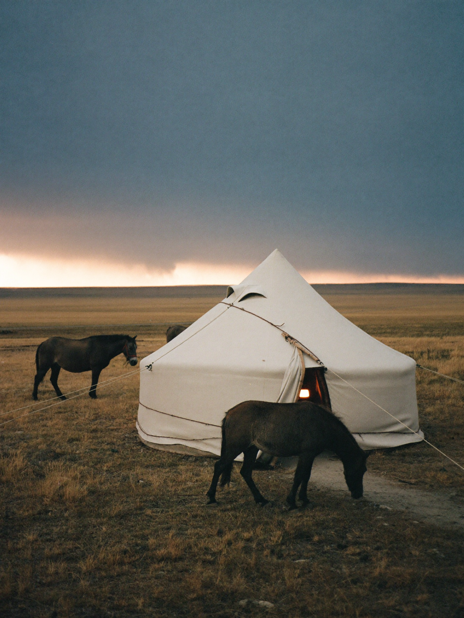 Illustrative concept of a ger on Mongolia’s open steppe